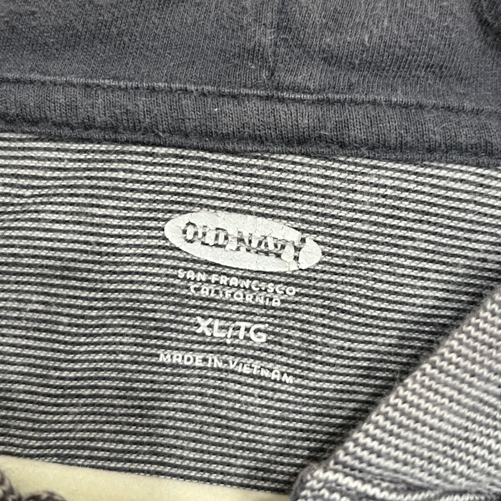 Old Navy Mens Gray Striped Long‎ Sleeve Henley Hoodie XL TG - Picture 3 of 6